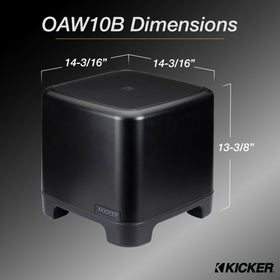 KICKER 51OAW10B down-firing woofer delivers concert-like bass.