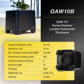 KICKER 51OAW10B IP66 weatherproof enclosure provides durable protection.