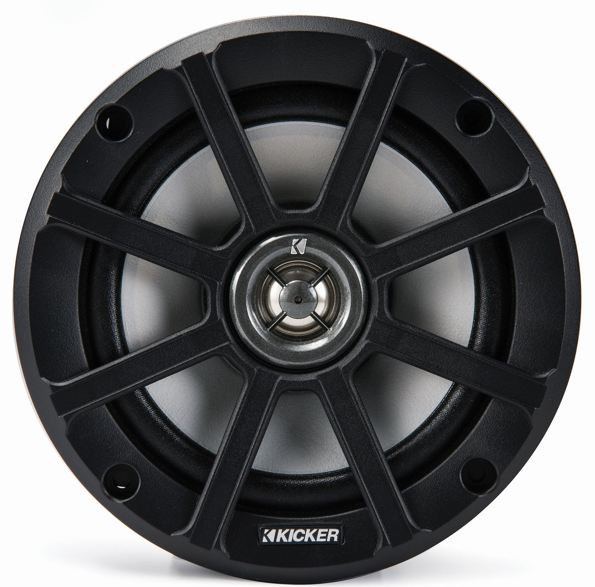 KICKER 51PSC652 weatherproof speaker, front view, ideal for all-weather Powersports audio.