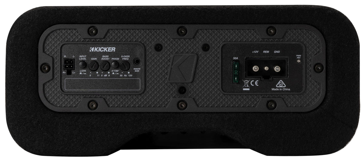 KICKER 51PTRTP12 interior-subwoofer optimized for airflow and punchy response.