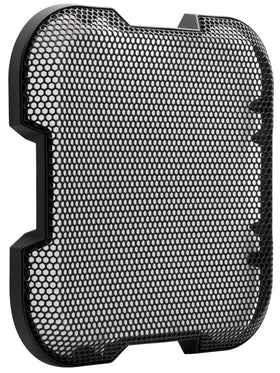 KICKER 52GL710 sturdy steel mesh close-up demonstrates durable protection for square 10-inch subs.
