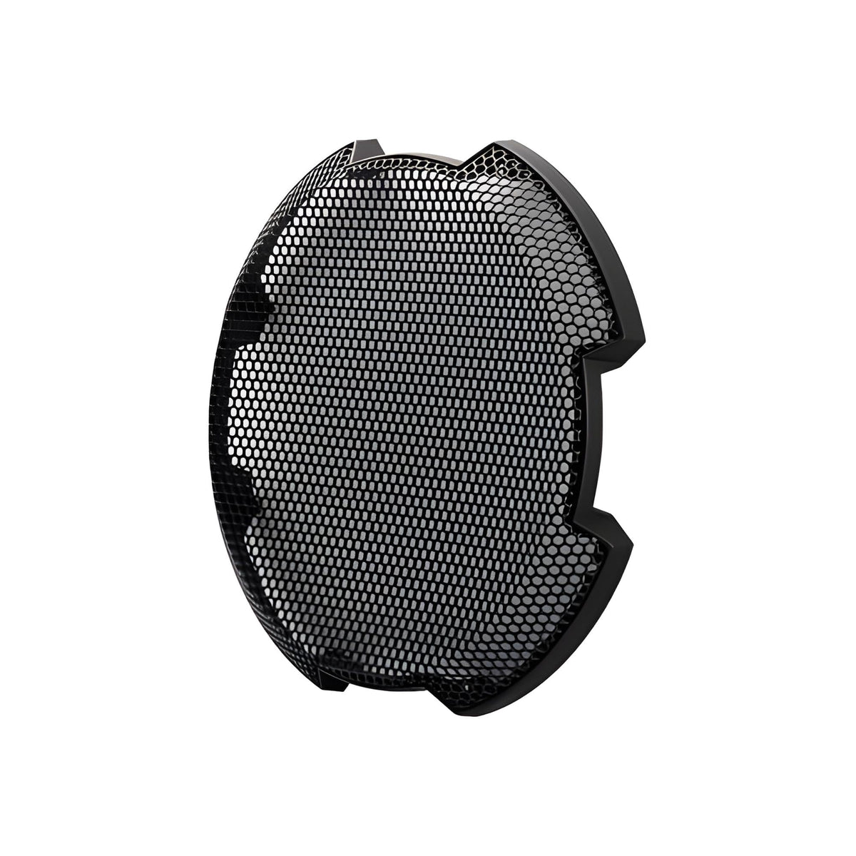 KICKER 52GR10 mesh grille detail showcases durable steel construction.