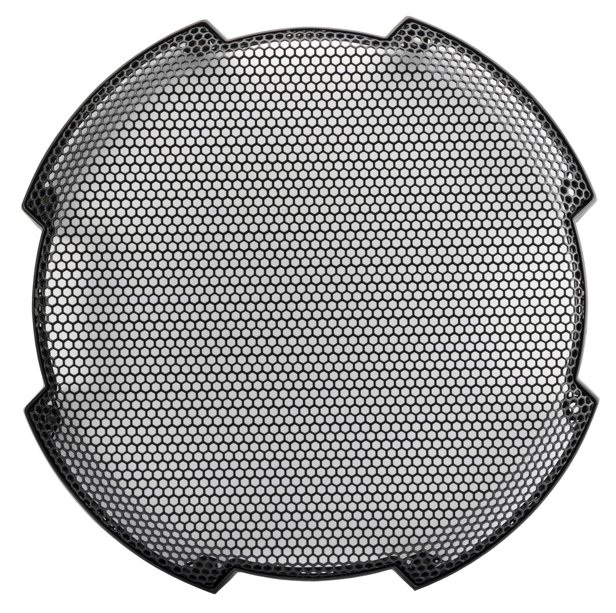 KICKER 52GR12 round speaker grille in steel mesh for rugged protection and a clean look.