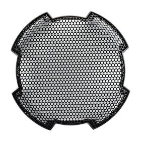 KICKER grille front view showing steel mesh protecting speaker while looking sleek