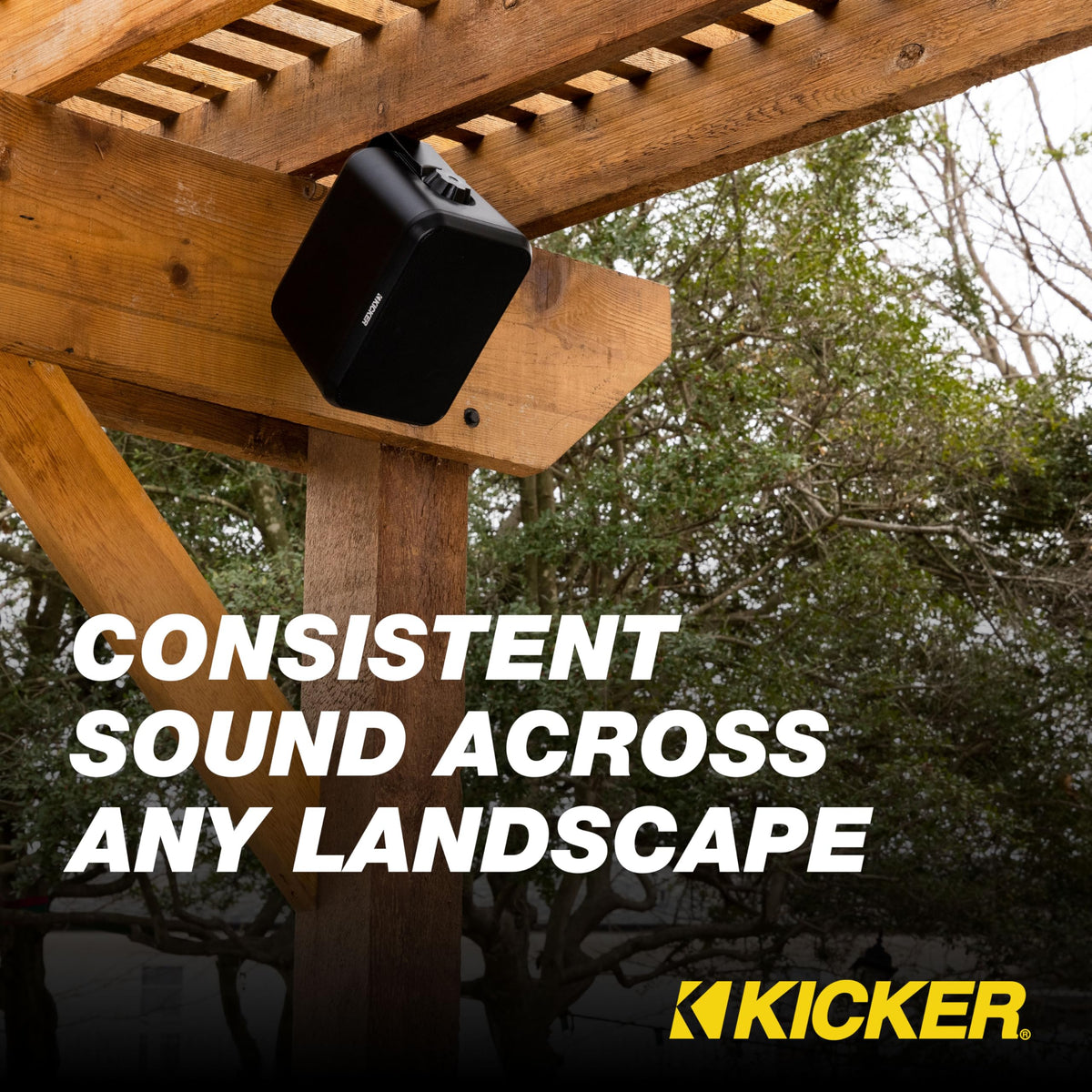 KICKER 52OA6B 45 Hz–20 kHz range covers full-range audio.