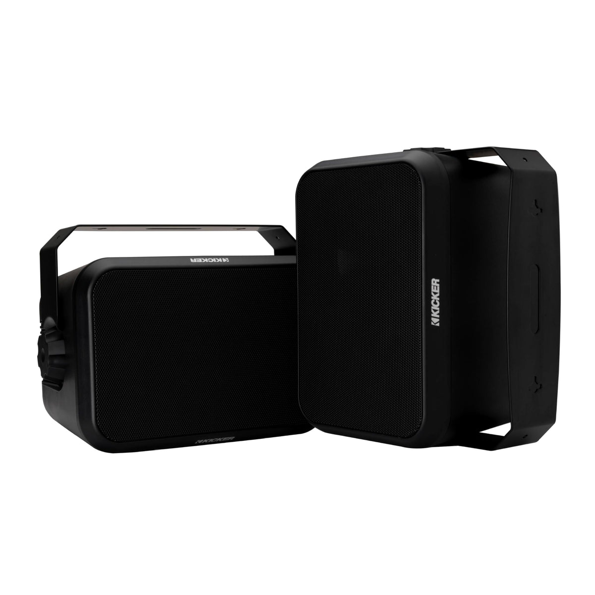 KICKER 52OA6B front view, weatherproof outdoor speaker for patios.