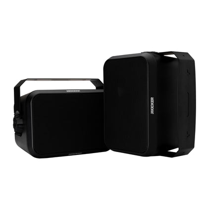 KICKER 52OA6B front view, weatherproof outdoor speaker for patios.