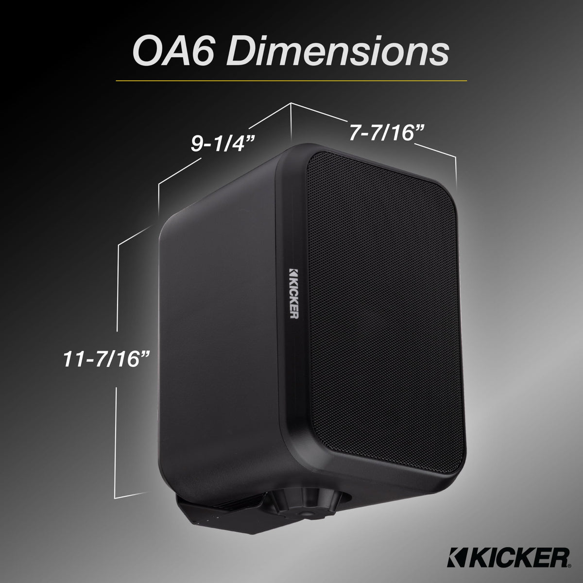 KICKER 52OA6B polypropylene and mica woofer cones for clear bass outdoors.