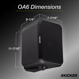 KICKER 52OA6B polypropylene and mica woofer cones for clear bass outdoors.