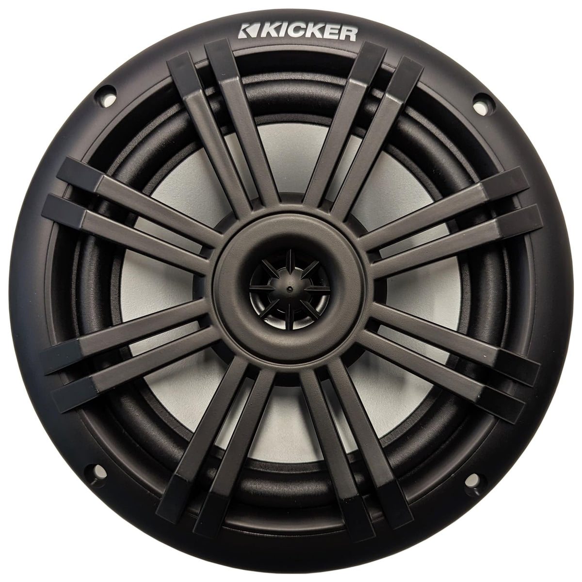 KICKER BKM604W cone detail showing UV-treated, weather-ready construction for boats