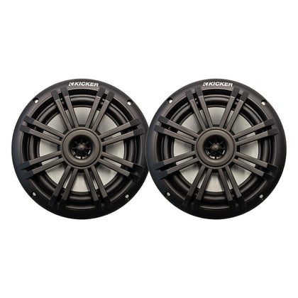 KICKER BKM604W marine speaker front view delivering clear sound on the water