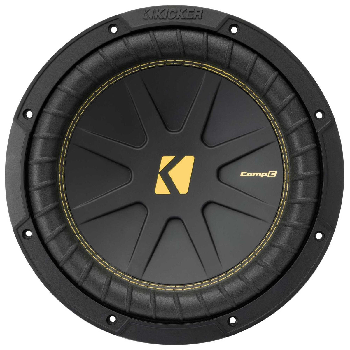 KICKER CompC 10 side view reveals compact profile for flexible mounting.