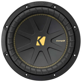 KICKER CompC 10 side view reveals compact profile for flexible mounting.