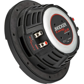 KICKER CompRT 8in subwoofer heat mass pole piece aids heat dissipation.