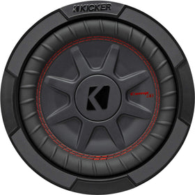 KICKER CompRT 8in subwoofer thin-driver design yields deep bass in shallow housings.