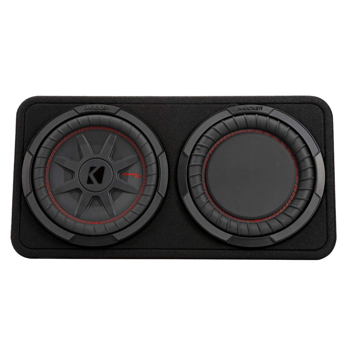 KICKER CompRT active thin-mount design fits tight spaces behind dashboards or seats