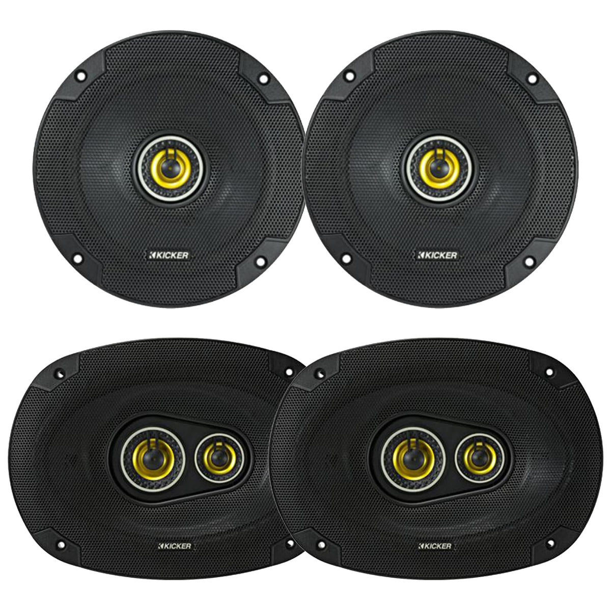 KICKER CS65 6.5-inch coaxial speaker with zero-protrusion tweeters for clean, clear highs