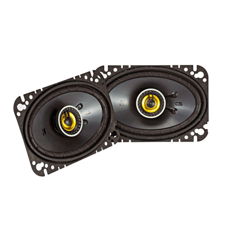 KICKER CSC46 coaxial speaker front view for versatile vehicle fit.