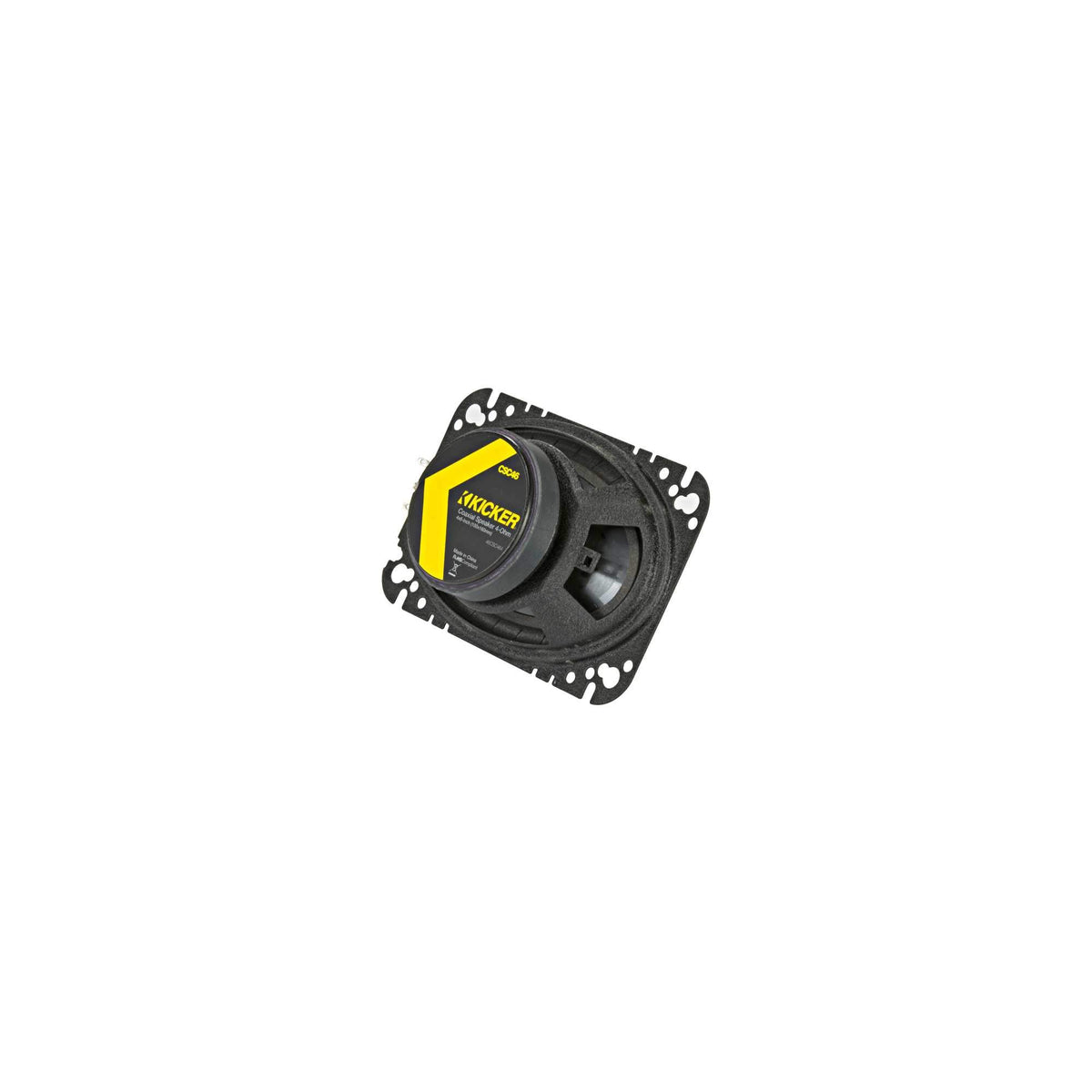 KICKER CSC46 neodymium tweeter magnet boosts high frequencies.