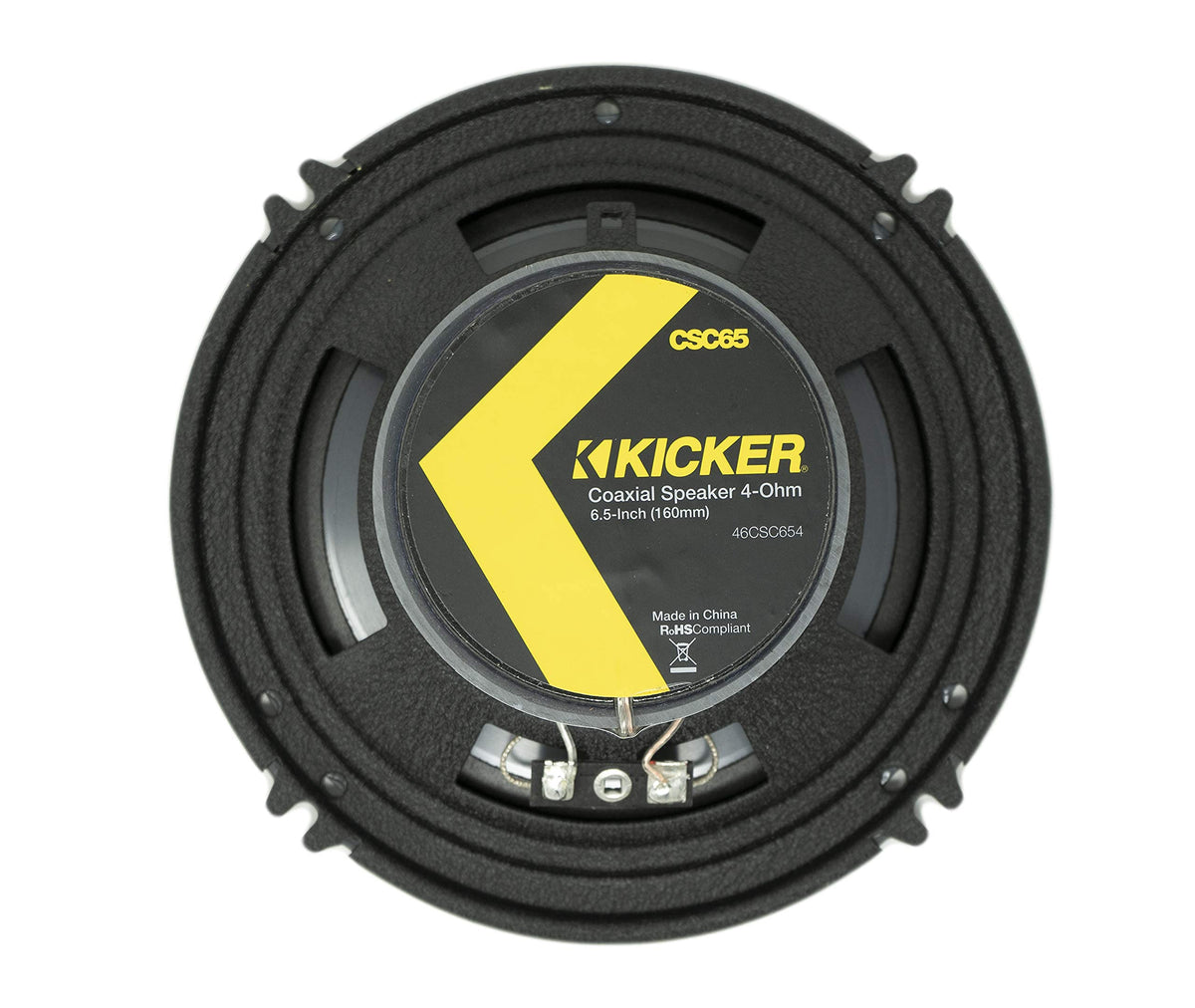 KICKER CSC65 EVC technology close-up shows enhanced woofer response.