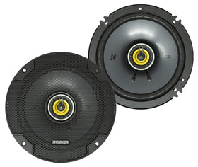 KICKER CSC65 front view showing the 6.5-inch coaxial speakers for clear bass.