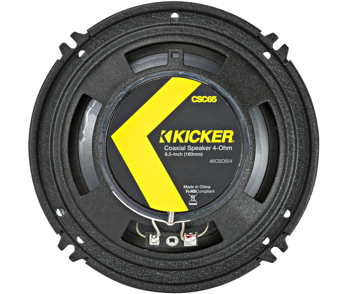 KICKER CSC65 in-car-door install view suggests easy integration.
