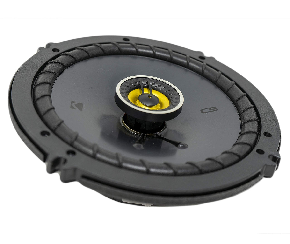 KICKER CSC65 polypropylene cone close-up highlights durable, heat-resistant construction.