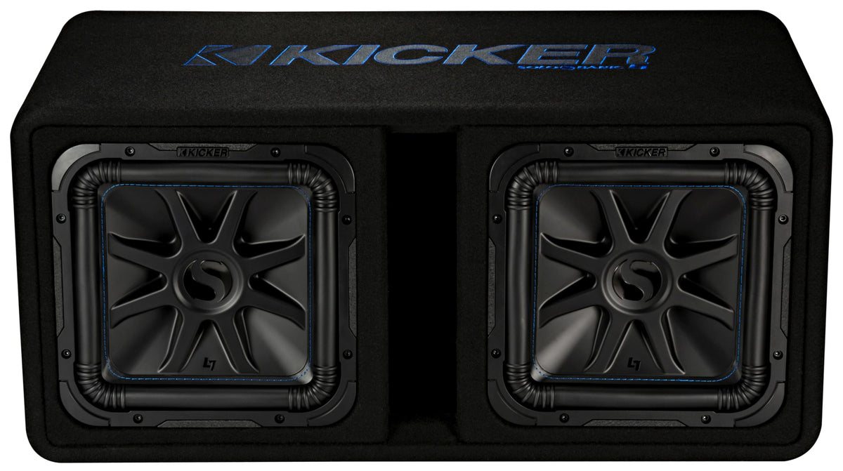 KICKER DL7S122 vented enclosure for enhanced bass clarity in vehicles