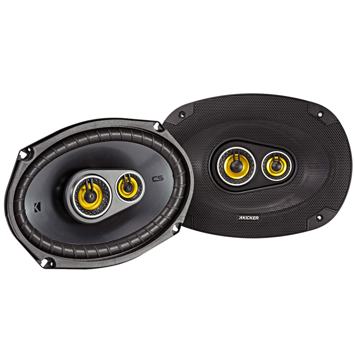 KICKER CS6934 6x9 back view highlights woofer frame for durable bass