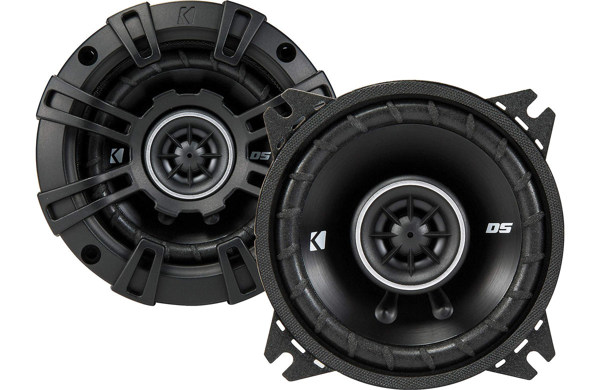 KICKER DSC40 front view: compact 4-inch coaxial speakers ready for upgrade