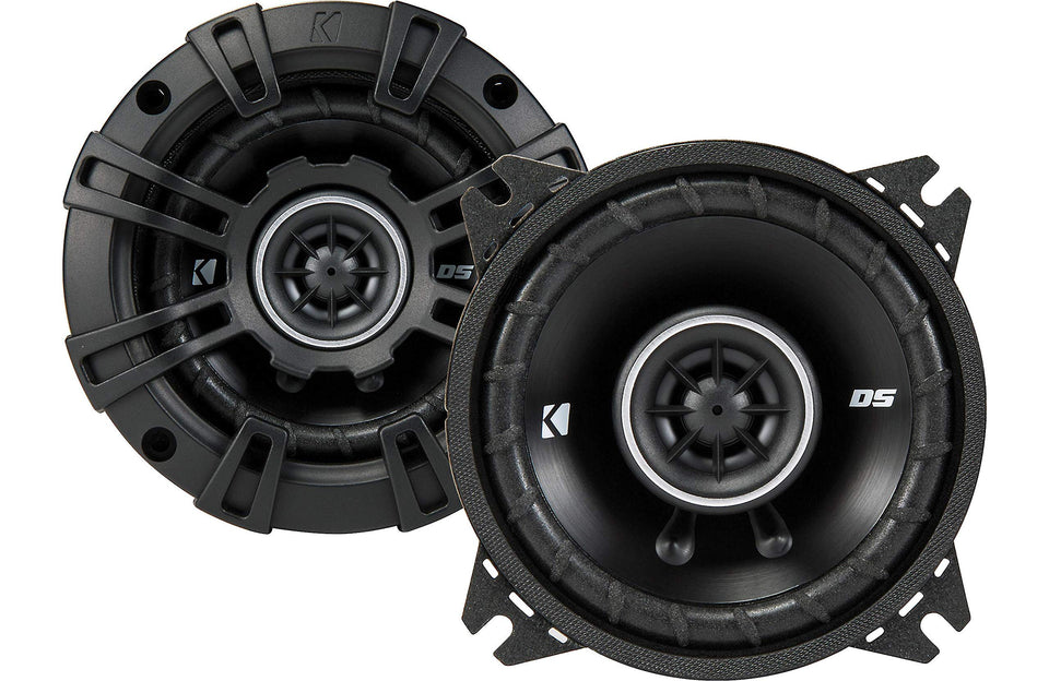 KICKER DSC40 front view: compact 4-inch coaxial speakers ready for upgrade
