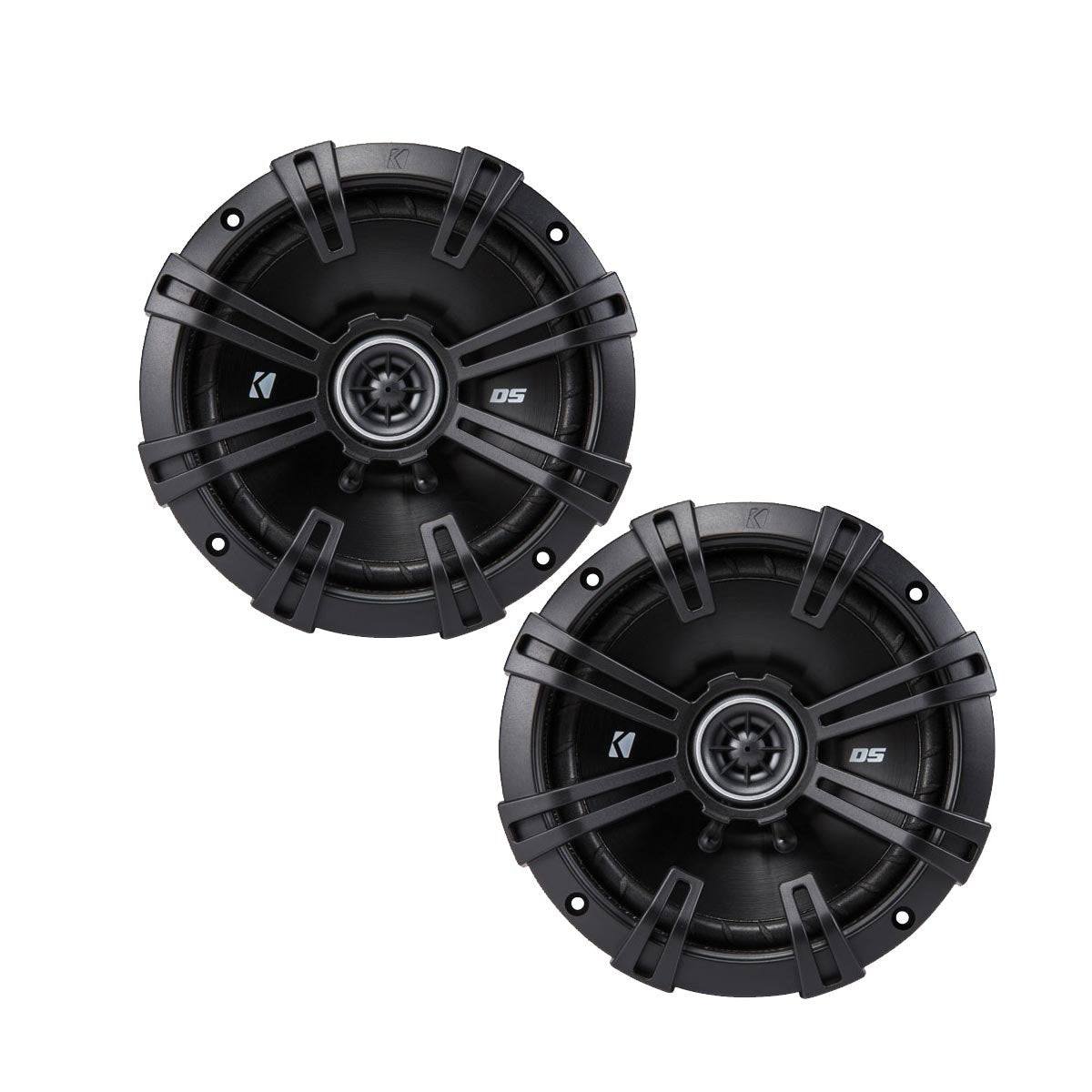 KICKER DSC670 front view with 6.75-inch coaxial speaker for clear car audio.
