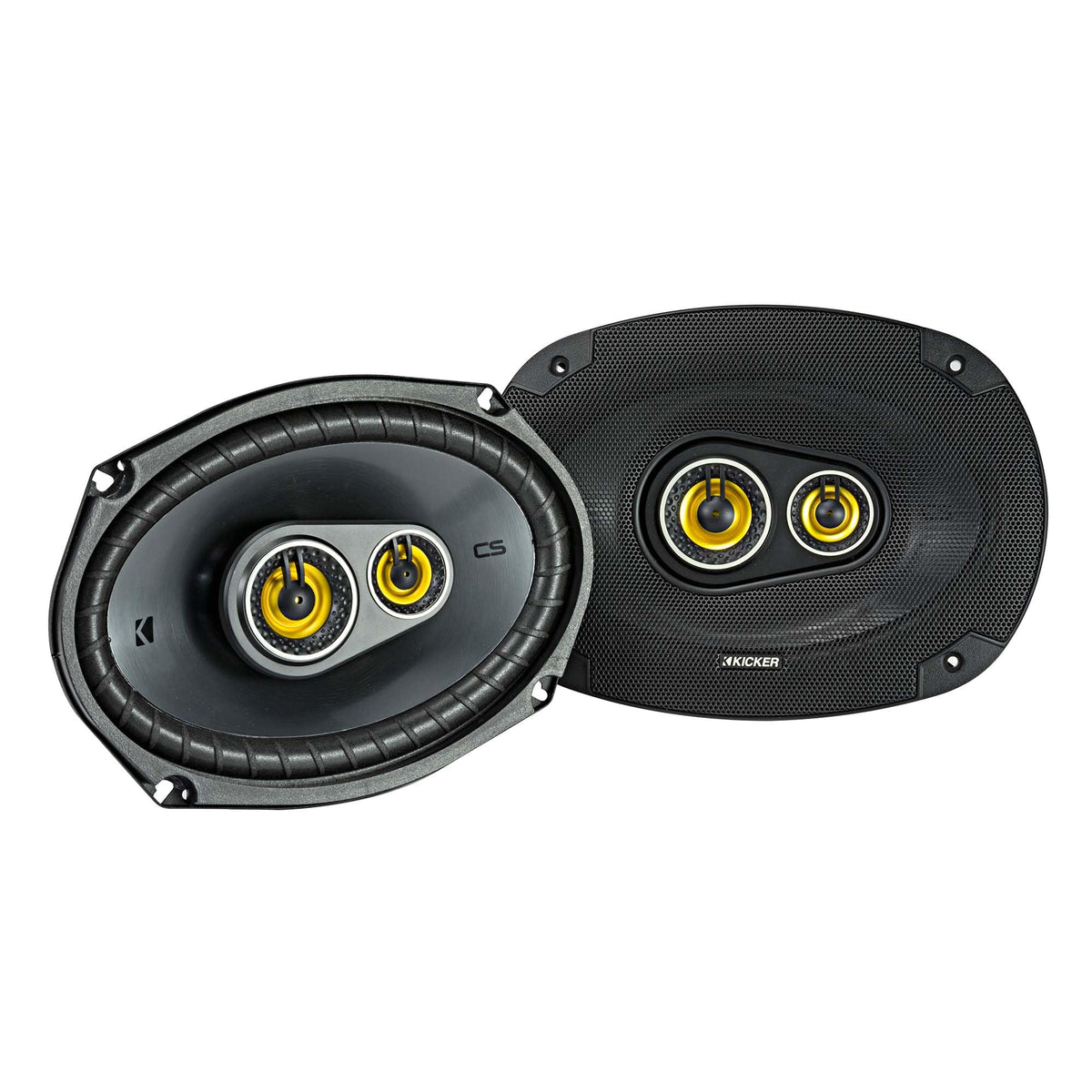 KICKER CS-Series EVC technology highlight for enhanced bass.