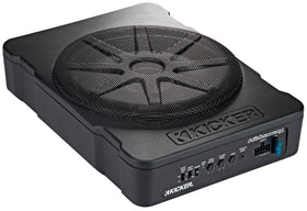 KICKER Hideaway 46HS10 front view shows compact power for in-car bass