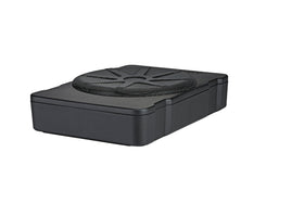 KICKER Hideaway HS10 side profile showing slim footprint for tight spaces.