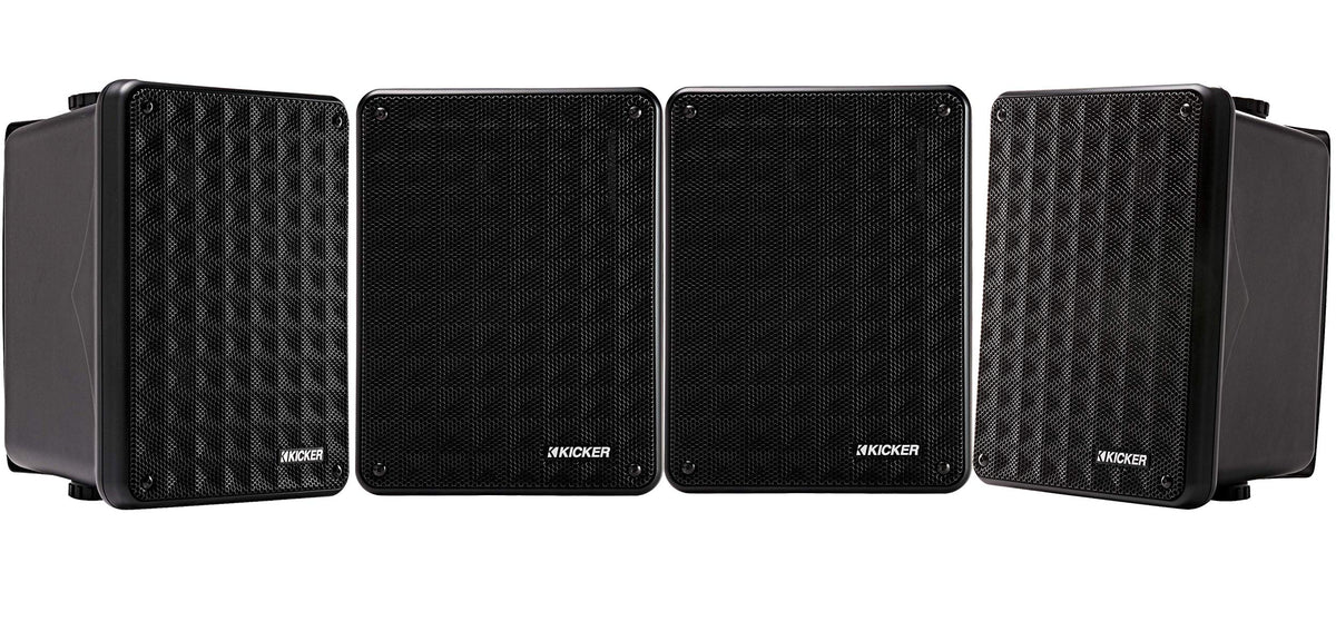 KICKER KB6 full-range outdoor speaker front view delivers robust outdoor sound