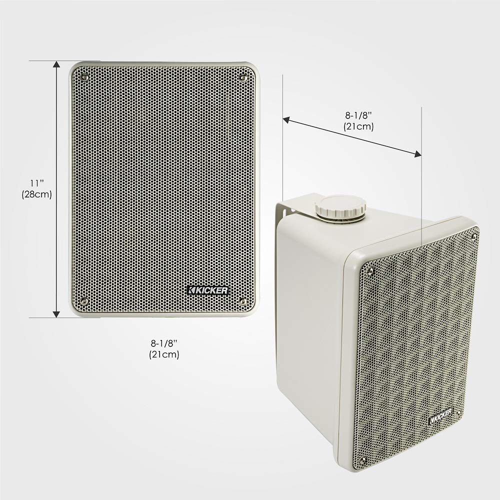 Weatherproof enclosure protects speakers in sun and rain for reliable outdoor use.