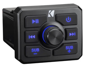 KICKER KBTR Bluetooth receiver mounted securely on a powersports dash.