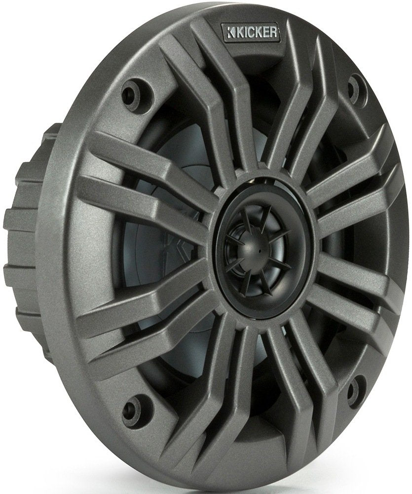 KICKER KM4 mounting holes image demonstrates easy, secure installation on vessels.