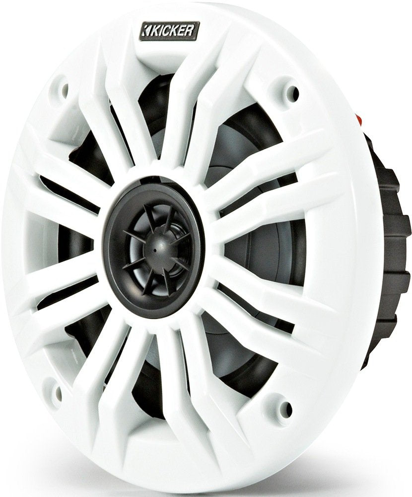 KICKER KM4 tweeters close-up reveals crisp highs for clear onboard audio.