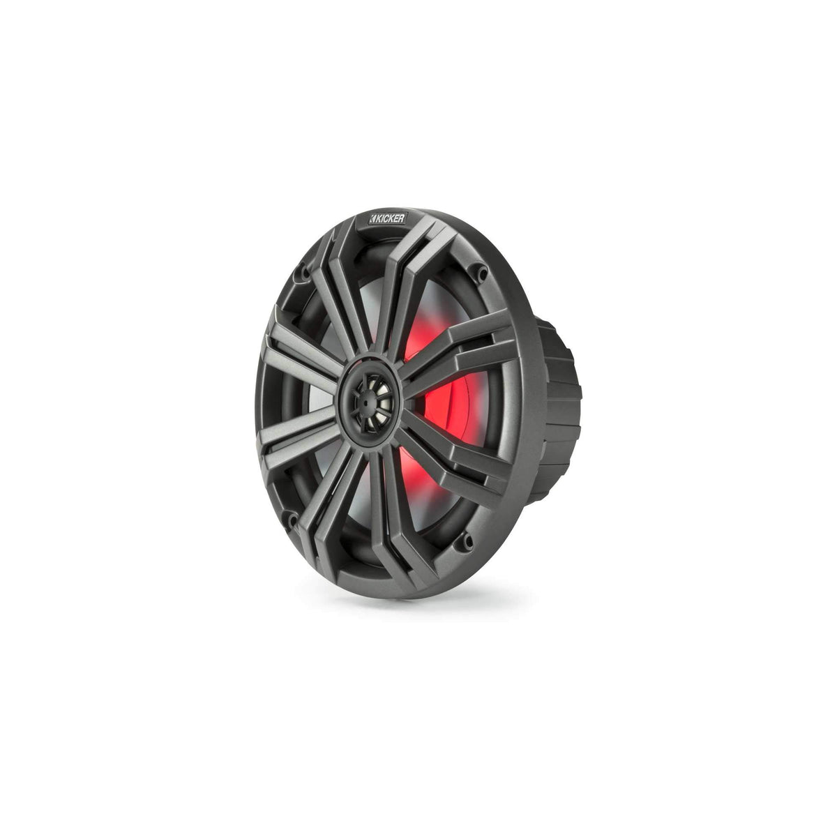 KICKER KM8 LED ring illuminated for customizable night ambiance on deck