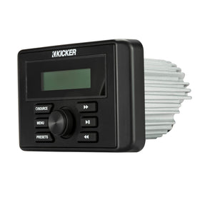 KICKER KMC3 AM/FM radio interface on marine dash.