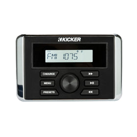 KMC3 rugged IPX66 design shown near helm for water-resistant audio playback.