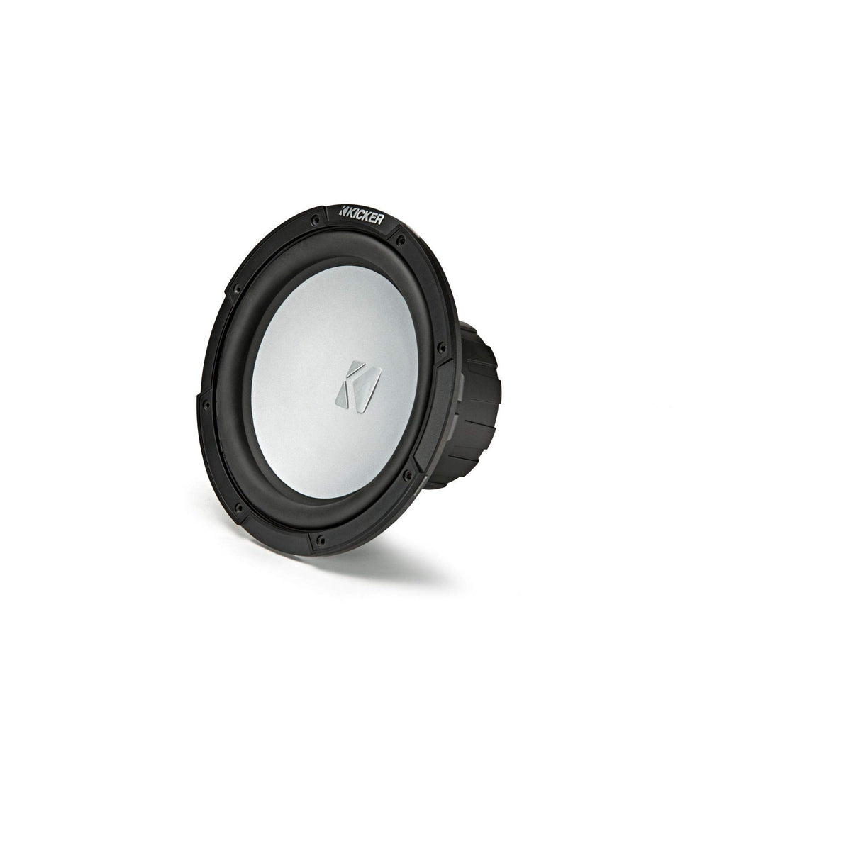 KICKER KMF10 weatherproof subwoofer front view for all-weather outdoor audio