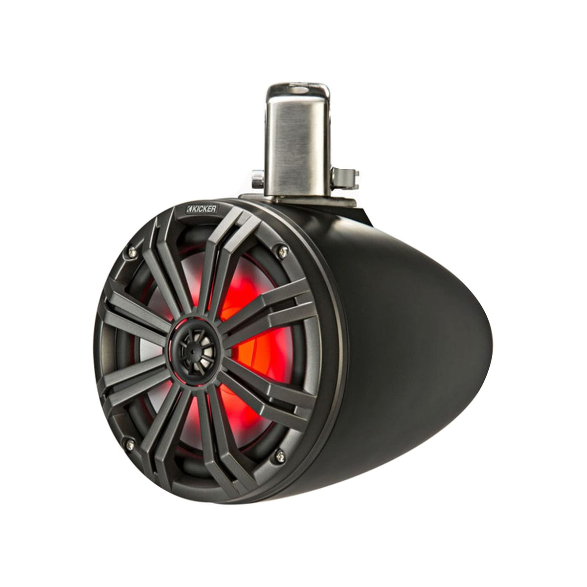 KICKER KMTC8 LED lighting enhances nighttime boat ambiance.