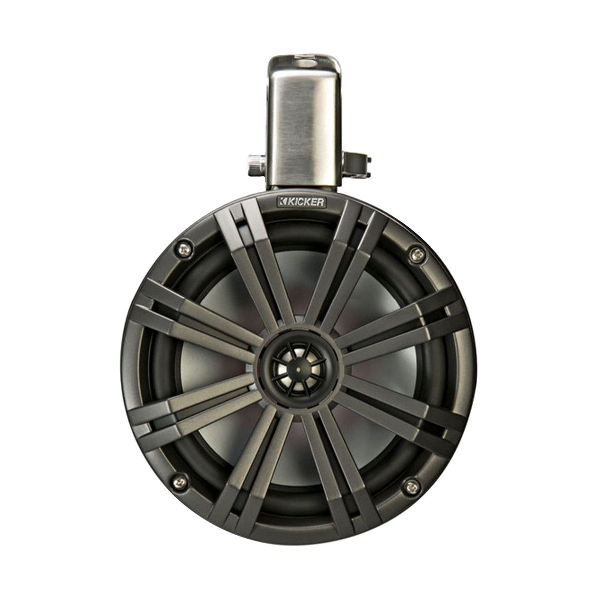 KICKER KMTC8 enclosures with UV-treated polypropylene cones deliver durable, weather-ready sound.