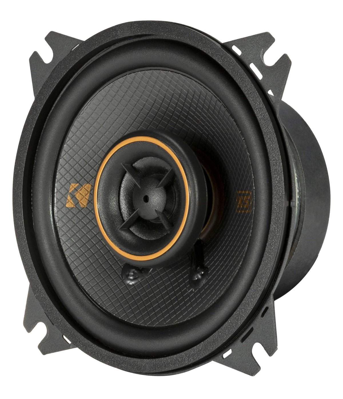 KICKER 51KSC404 cone close-up highlighting dampened polypropylene construction