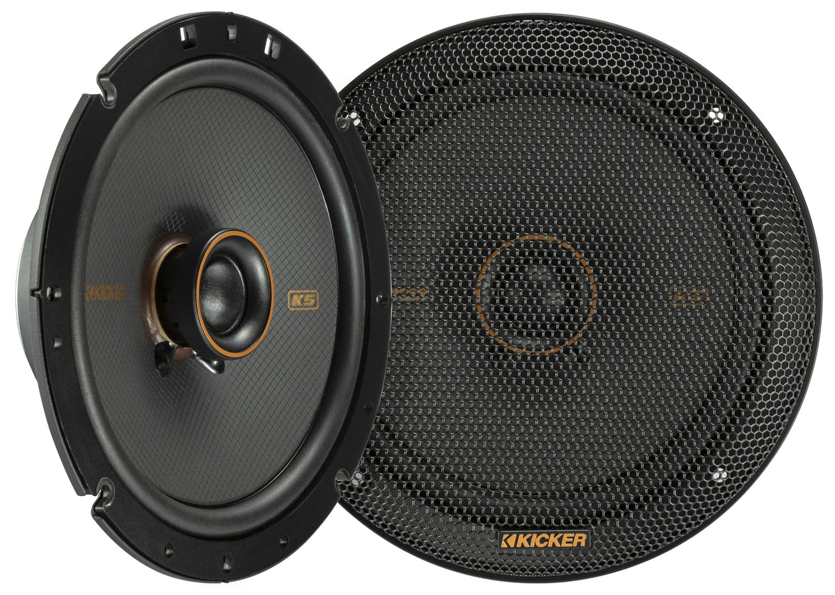 KICKER KS-Series 6-75 inch coaxial front view demonstrates compact design for easy fit