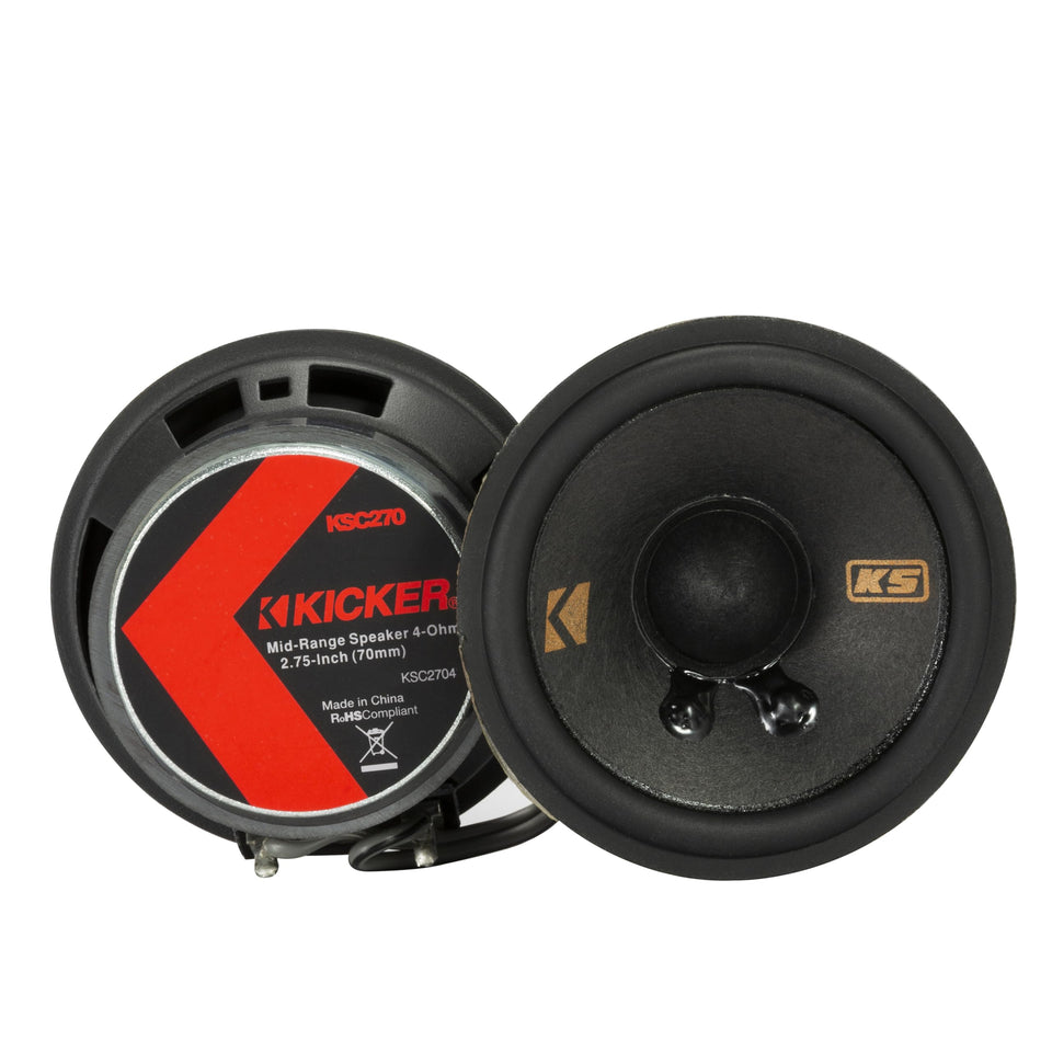 KICKER KS-Series two-and-three-quarter midrange speaker pair delivers balanced, clear road sound