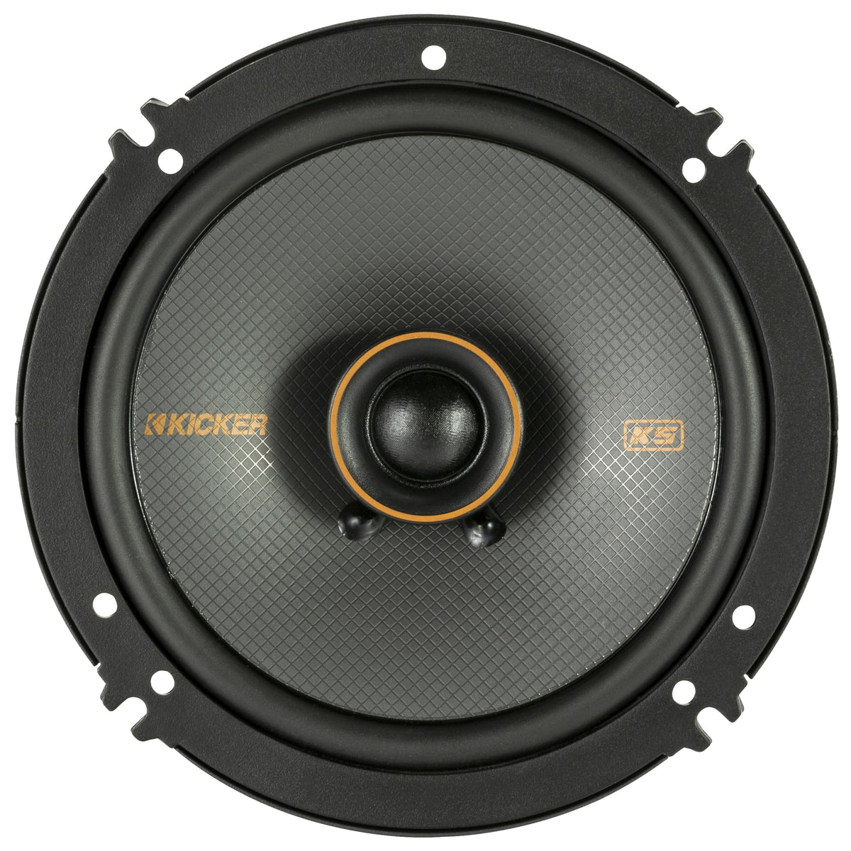 Close-up of KICKER KS-Series voice coil and crossover for clarity